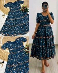 Kalmkari Maxi gown soft Maslin cotton with digital print.
- M, Wine