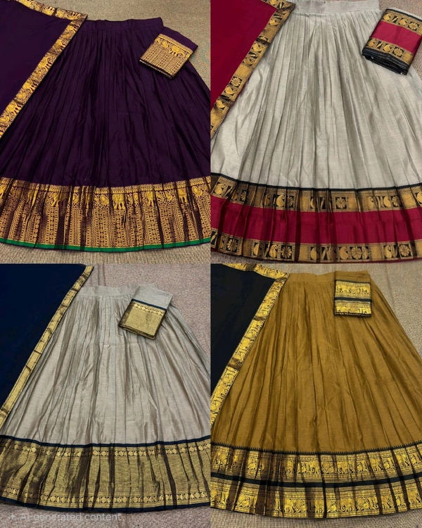 Traditional South Indian Style Kanjivaram Silk Half Saree
- Gray 3rd