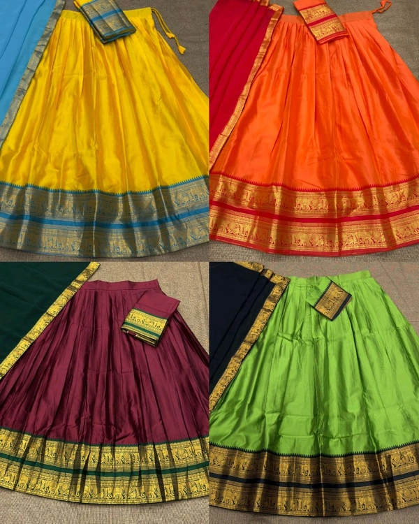 Traditional South Indian Style Kanjivaram Silk Half Saree
- 3rd wine
