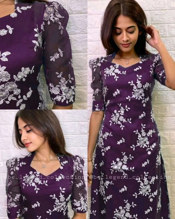 Stylish Kurtis WITH COLOURS - Purple, L