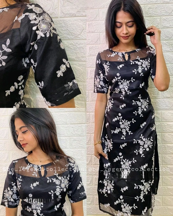 Stylish Kurtis WITH COLOURS - Black, L