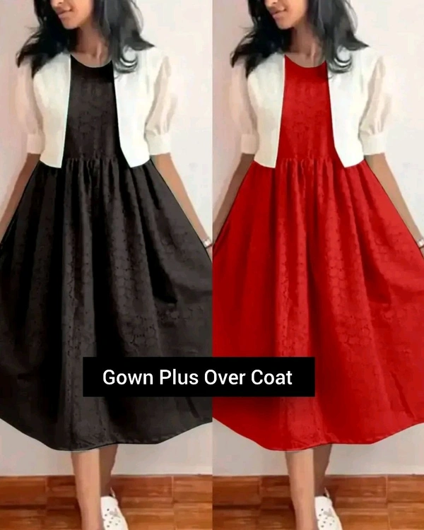 Attractive Cotton Gown for Women With Koti - Red, M