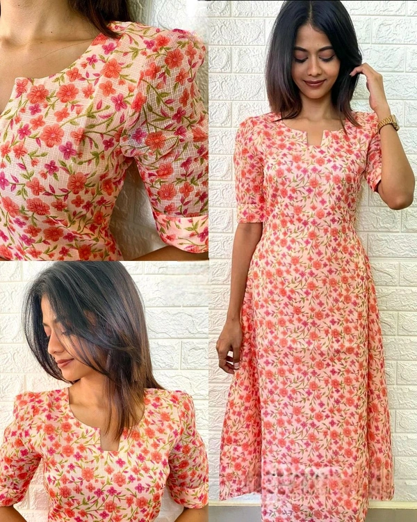 Women Regular Wear Straight Printed Kurta - L