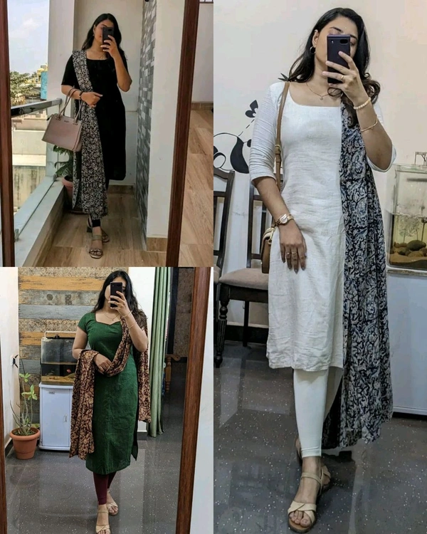 Ready to wear Fully stitched Multicolour Daily routine Office work wearable Light weight Kurti with Faux Georgette Digital printed Dupatta  - Green, XL