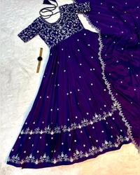 Best Premium Look Festival Gown with Dupatta - S, Red