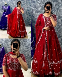 Best Premium Look Festival Gown with Dupatta - XL, Blue