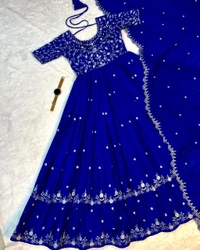 Best Premium Look Festival Gown with Dupatta - XL, Blue