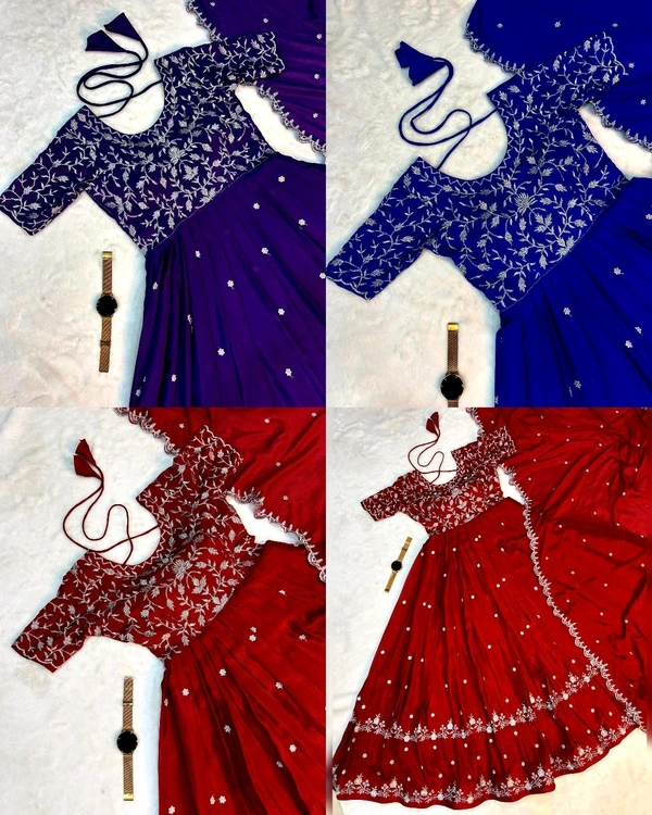 Best Premium Look Festival Gown with Dupatta - XL, Blue