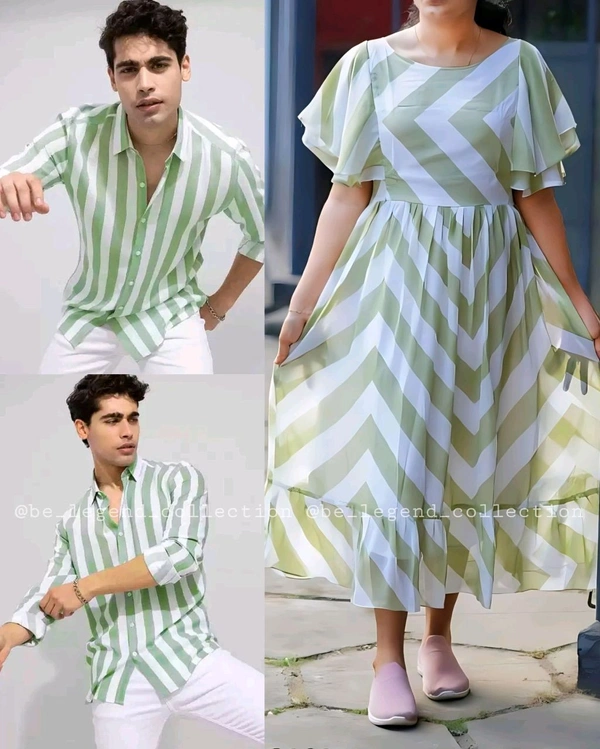 Trendy Couple Set - Green, Men - L / Women - M