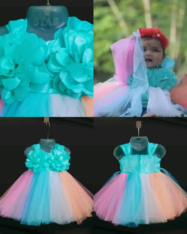 Fancy kids frock  - Blue, 2-3 Years