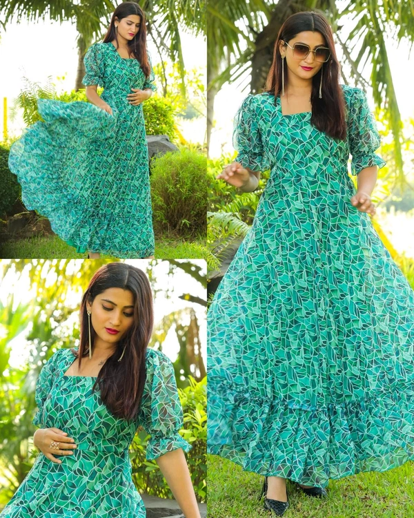 Premium gown for women party wear - Teal Green, S
