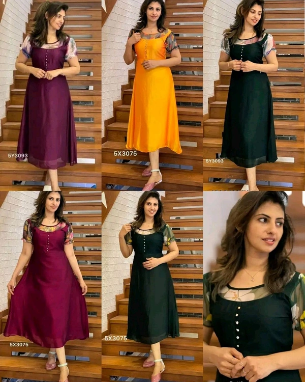 New Beautiful Gown  - Green With White (3rd), M