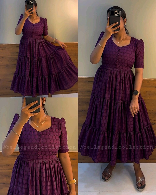 Hakoba 3 layer Midi Gown - S, Wine