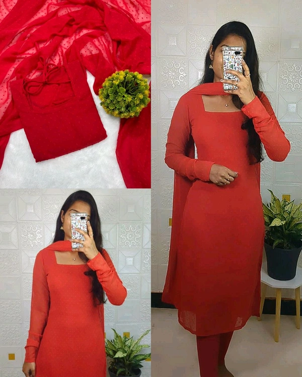 Trending kurti with dupatta with five beautiful colours  - Guardsman Red, M