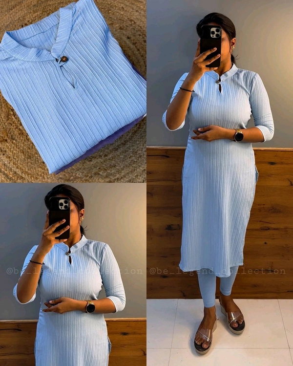 Trending Popcorn kurti - XL, Lite Blue