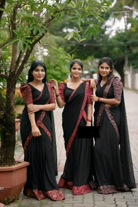 Ready to wear Beautiful 3 Colour DHAVANI SET - XL, Black & Red