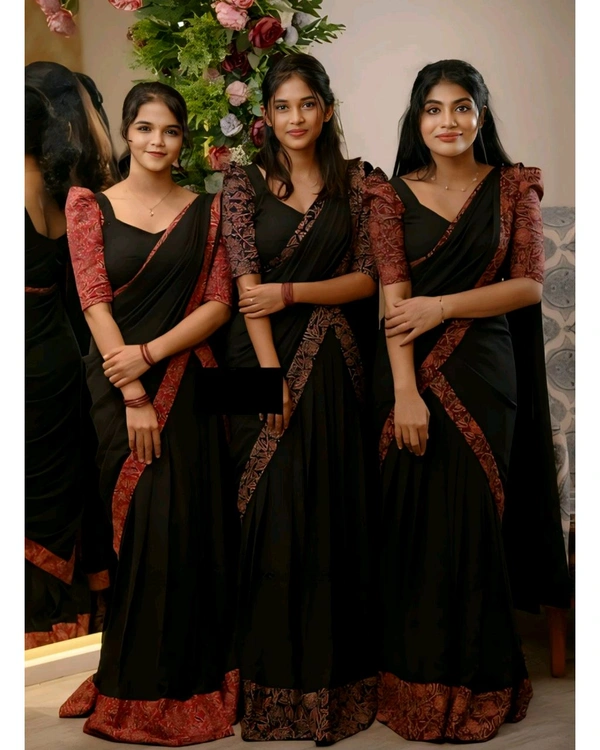 Ready to wear Beautiful 3 Colour DHAVANI SET - S, Black & Grey
