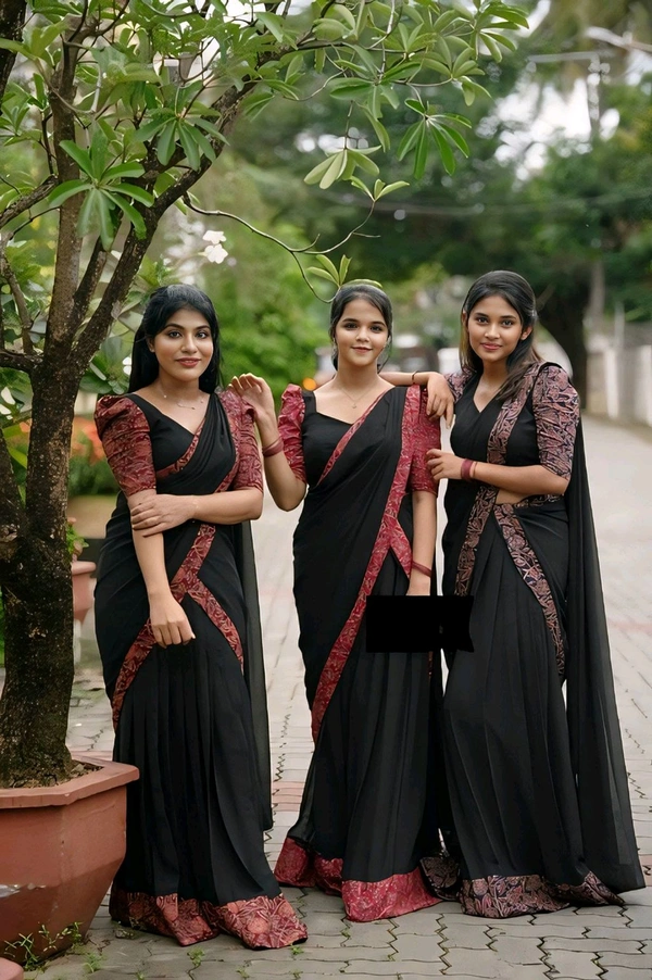 Ready to wear Beautiful 3 Colour DHAVANI SET - S, Black & Grey