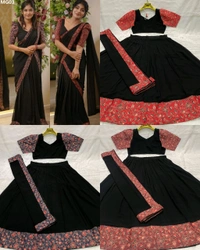 Ready to wear Beautiful 3 Colour DHAVANI SET - S, Black & Grey