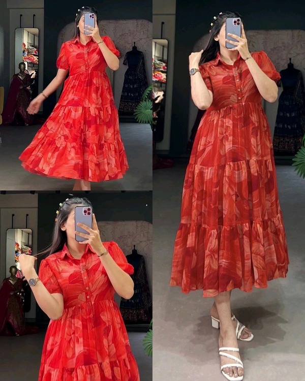 Summer Style Chiffon Maxi Frock Collection - Maroon, 3XL