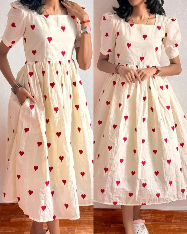 Beautiful Heart Midi Dress For Women's - XL