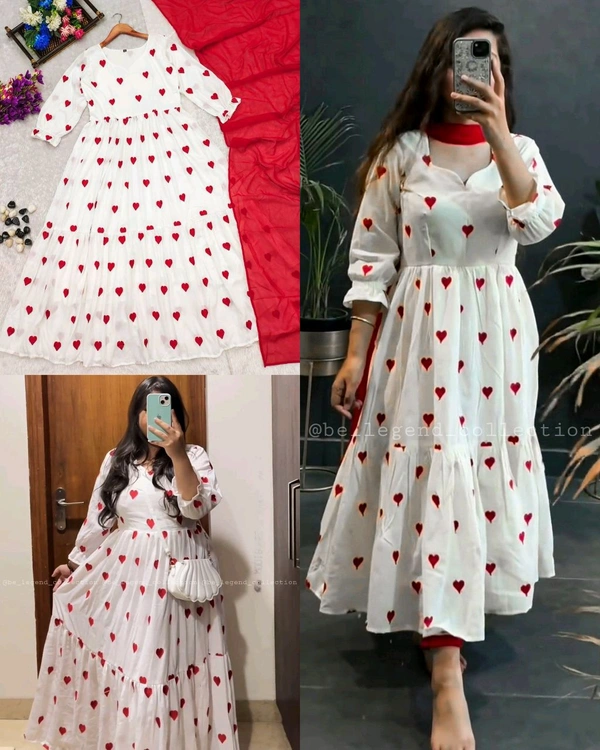 Trendy Perfect pretty fit for Party Wear With beautiful heart Suit Set❤️ & Dupptta just makes its more beautiful 🤍❤️ - L