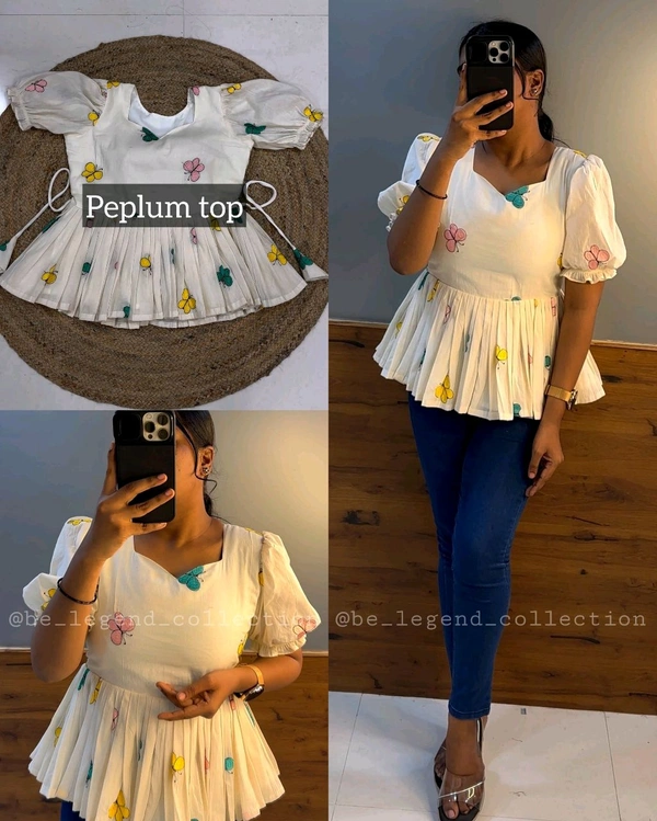 3 Types of Style Kora Cotton Butterfly Outfits - XL, Top