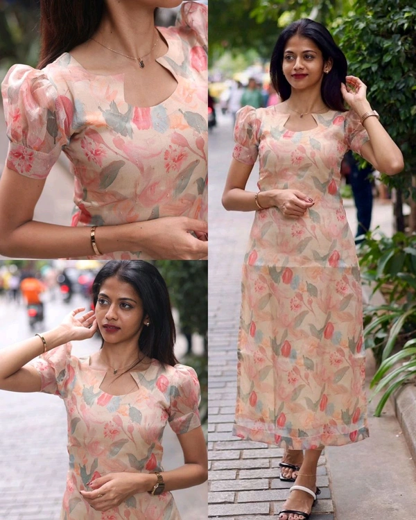 Digital print orgnaza kurti  - M