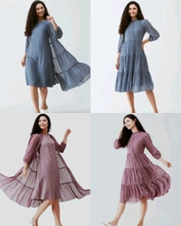 Latest Premium Quality Beautiful Georgette Woven Zikzak Jacket Kurta - Pink, M
