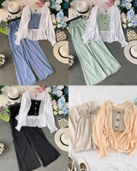 Korean Style Top & Bottom Sets - Polo Blue, S