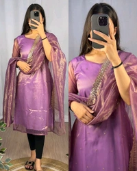 BANARASI TISSU TWO TONE WITH EMBROIDERY WITH 3mm SEQUENCE THREAD WORK 💎 - Copper Maroon, 3XL