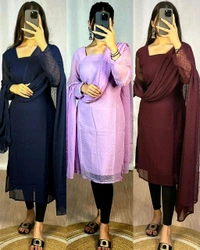 Trending kurti with dupatta with New Colours beautiful colours  - Black, L