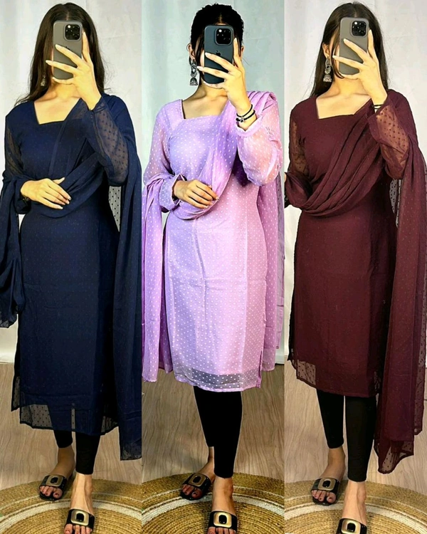 Trending kurti with dupatta with New Colours beautiful colours  - Navy Blue, M