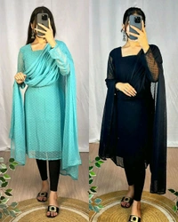 Trending kurti with dupatta with New Colours beautiful colours  - Navy Blue, M