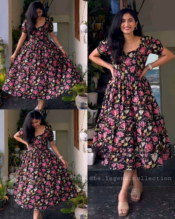 Latest Design Maxi Look with Beautiful Floral Print - M