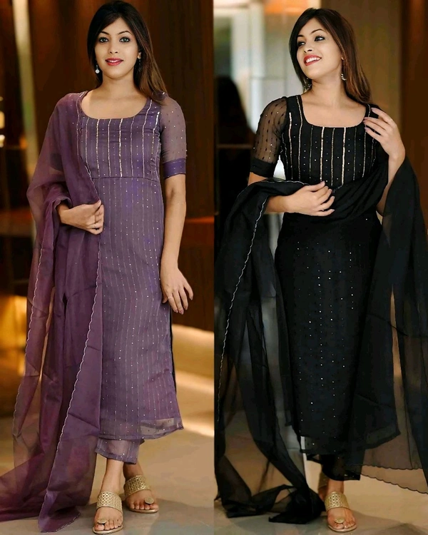 Pretty Women Kurta Sets - Light Wisteria, XL