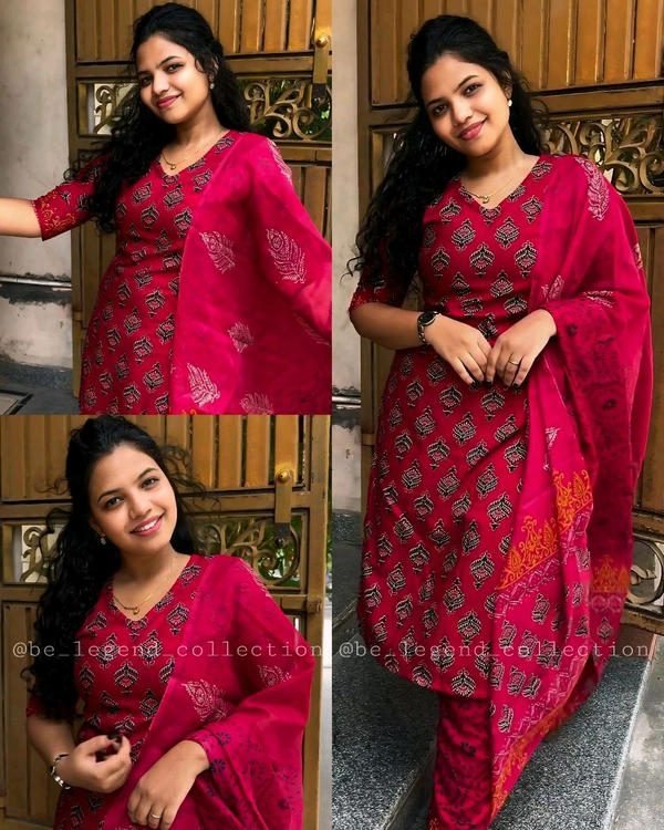 Premium Wearing This Printed Kurta and Palazzo Set With Dupatta - L