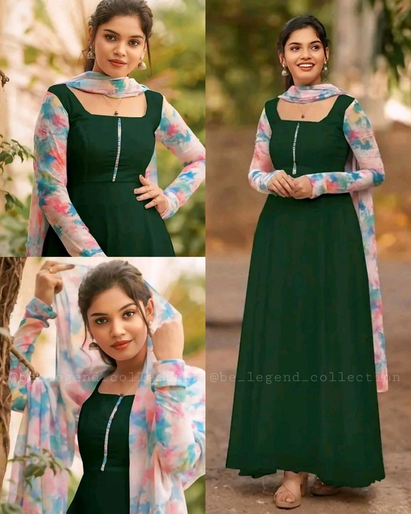 Trendy kurti with dupatta - Green, S