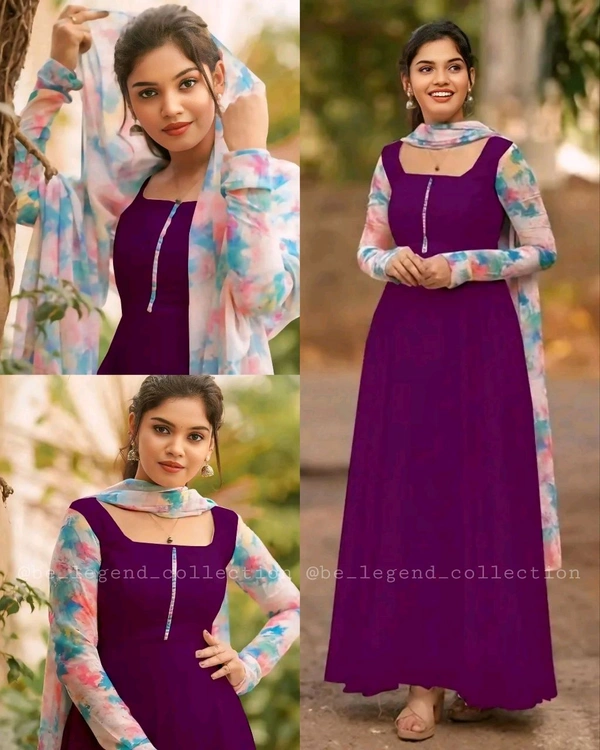 Trendy kurti with dupatta - Purple, M