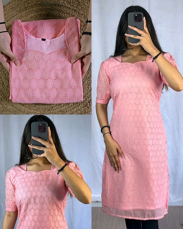 Trendy Hakoba Kurti - XL, Pink