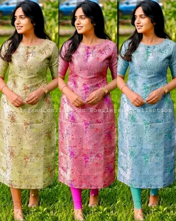 READY TO WEAR CHANDERI COTTON DIGITAL PRINTED KURTI FOR DAILY AND OFFICE COMFORTABLE WEAR - Green, 3XL
