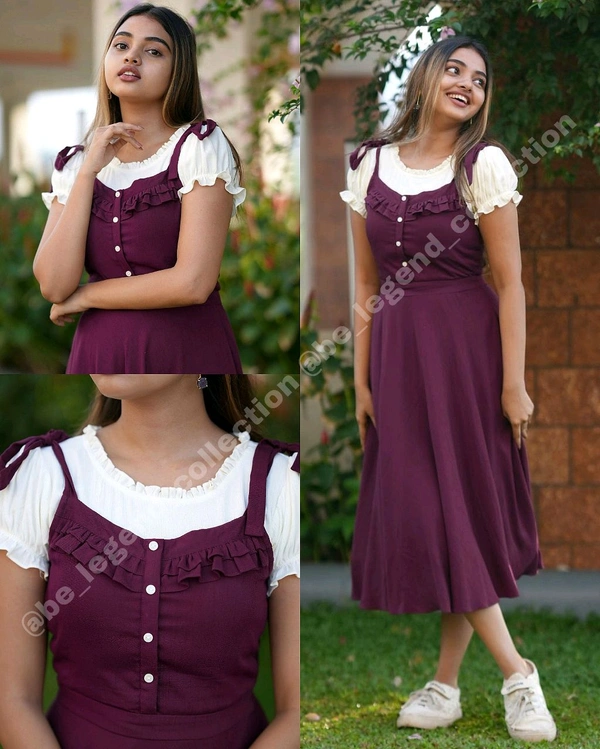 STYLISH dungaree & dress whith white top fore women - L