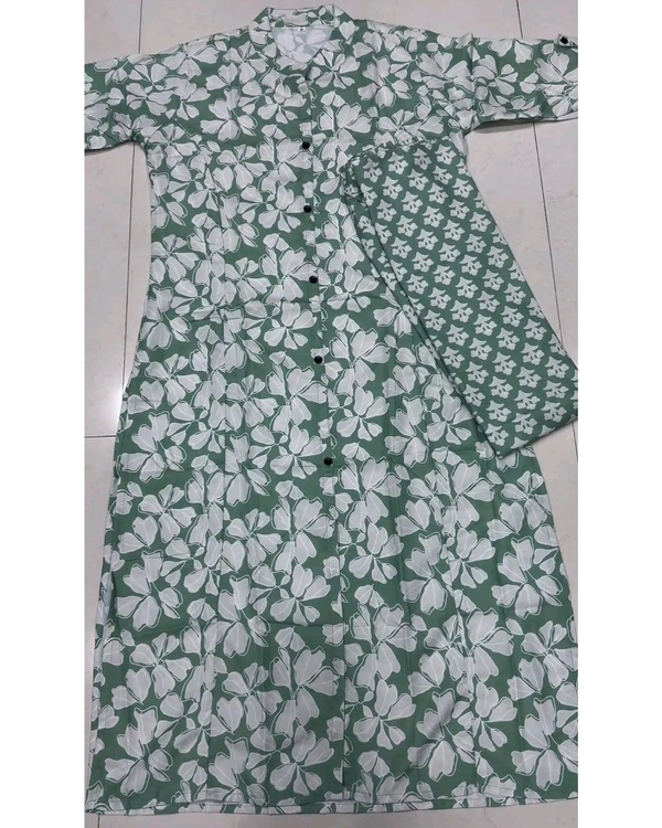 Launching Designer Co-Ords set in *Aline kurti pattern paired with Ankle length pant  - Shadow Green, XL