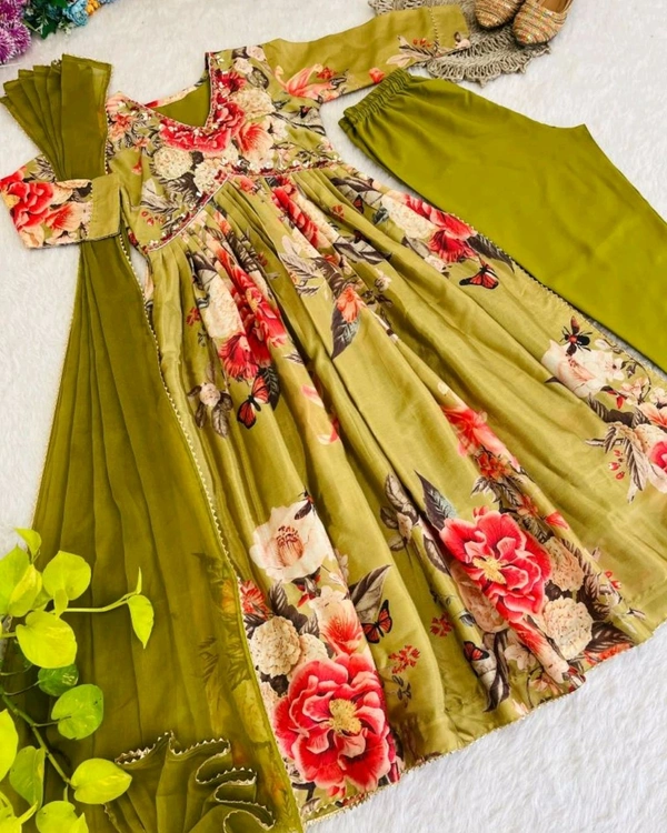 New Special Party wear Aliya cut Dresses  - XL, Green Smoke