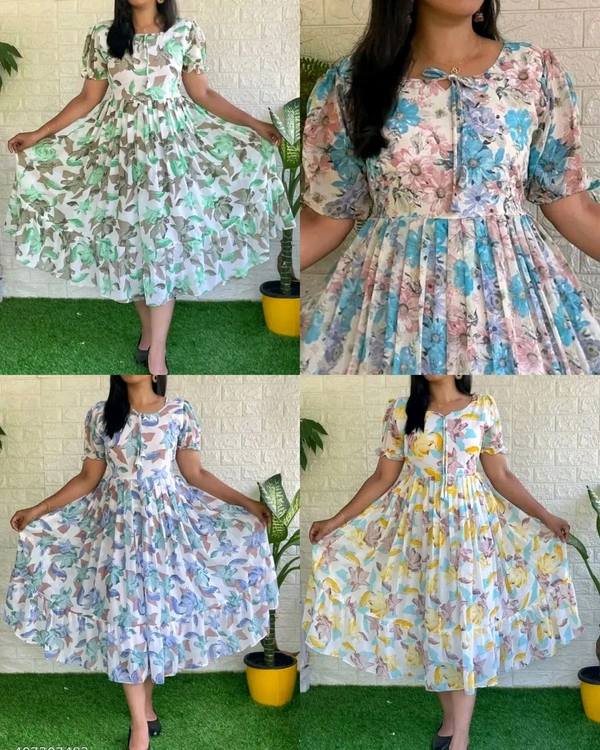 Urbane Latest Women Dresses - Lite Yellow With Flower, S