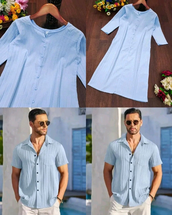 Popcorn Couple Dress ORDER SEPARTE🩷  - L, Lite Blue Women