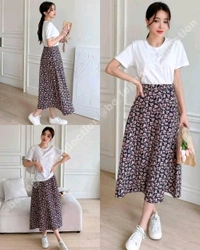 Trendy Top & Skirt Combo - Purple, S
