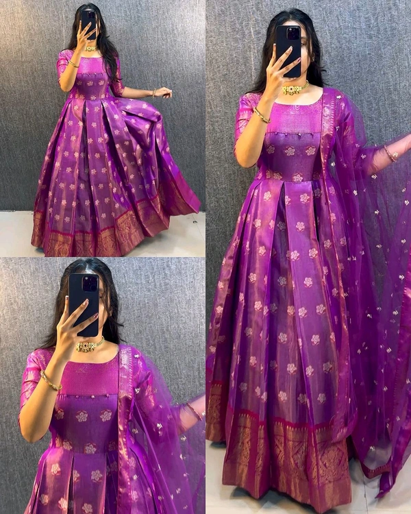 UPCOMING WEDDING SERIES GOWN WITH DUPPTA - Pink, S