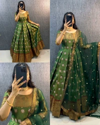 UPCOMING WEDDING SERIES GOWN WITH DUPPTA - Pink, S