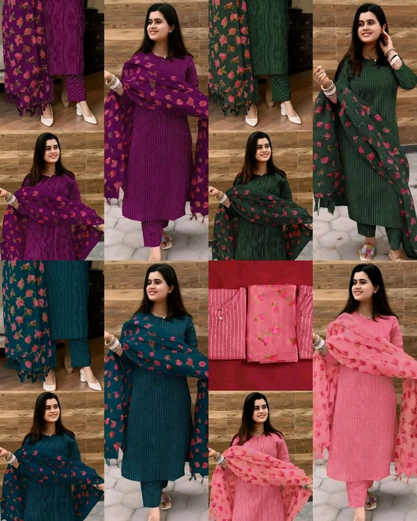 New Fabulous Full Set Kurta with Dupatta and Bottomwear - Teal Blue, XL